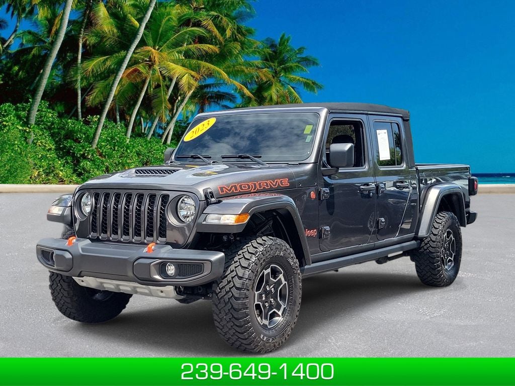 2023 Jeep Gladiator Mojave 4x4 in Gray — front three-quarter view