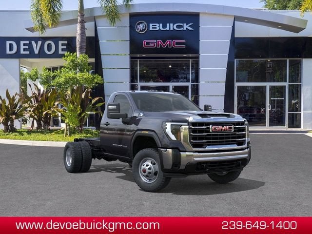 2025 GMC Sierra 3500 HD Chassis Cab Pro in Summit White — front three-quarter view