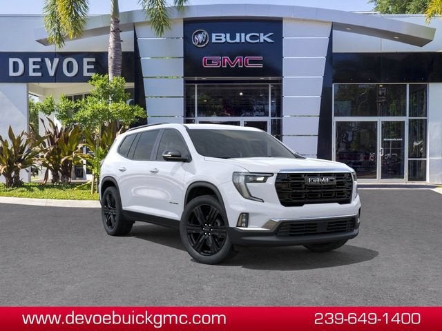 2026 GMC Acadia Elevation in Summit White — front three-quarter view