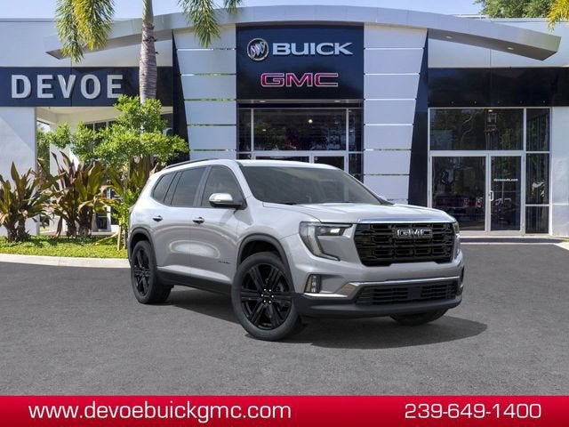2026 GMC Acadia Elevation in Sterling Metallic — front three-quarter view