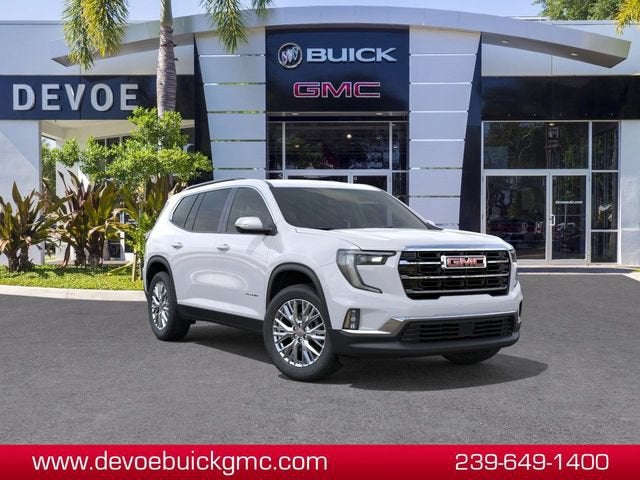 2026 GMC Acadia Elevation in Summit White — front three-quarter view