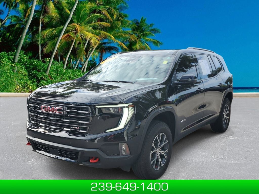2024 GMC Acadia AT4 in Ebony Twilight Metallic — front three-quarter view