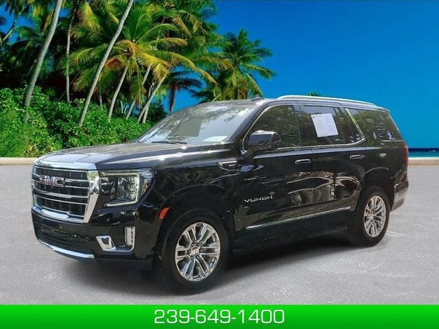2022 GMC Yukon SLT in Onyx Black — front three-quarter view