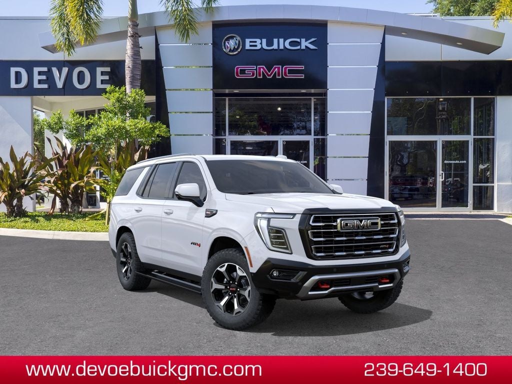 2026 GMC Yukon AT4 in Summit White — front three-quarter view