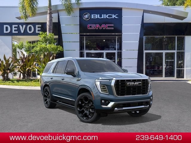 2026 GMC Yukon Denali in Downpour Metallic — front three-quarter view