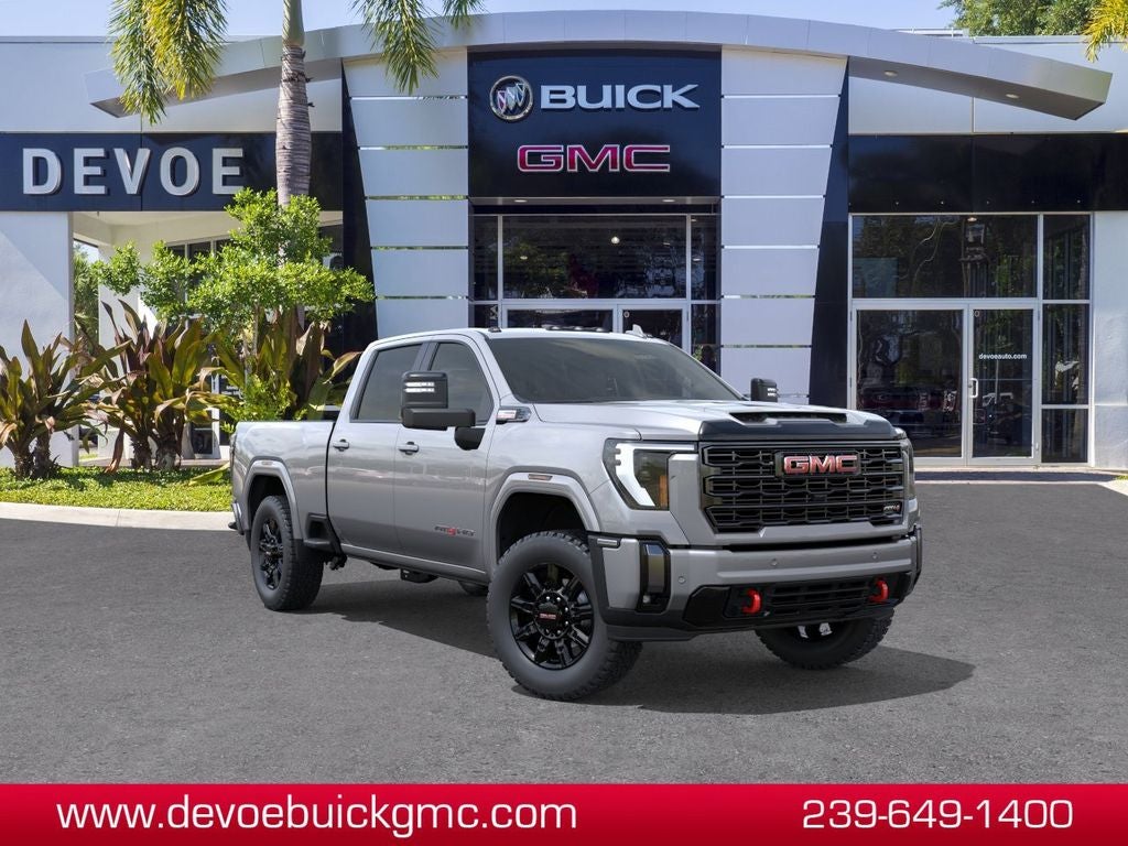 2026 GMC Sierra 2500 HD AT4 in Sterling Metallic — front three-quarter view