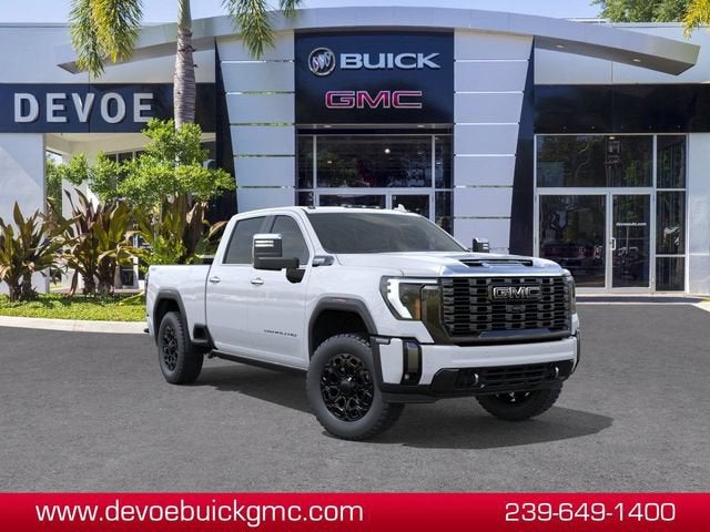 2026 GMC Sierra 2500 HD Denali Ultimate in Glacier White Tricoat — front three-quarter view