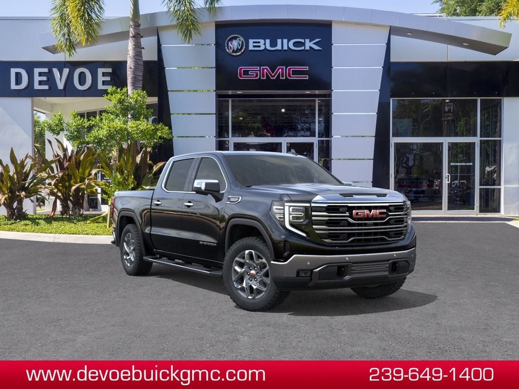 2026 GMC Sierra 1500 SLT in Onyx Black — front three-quarter view