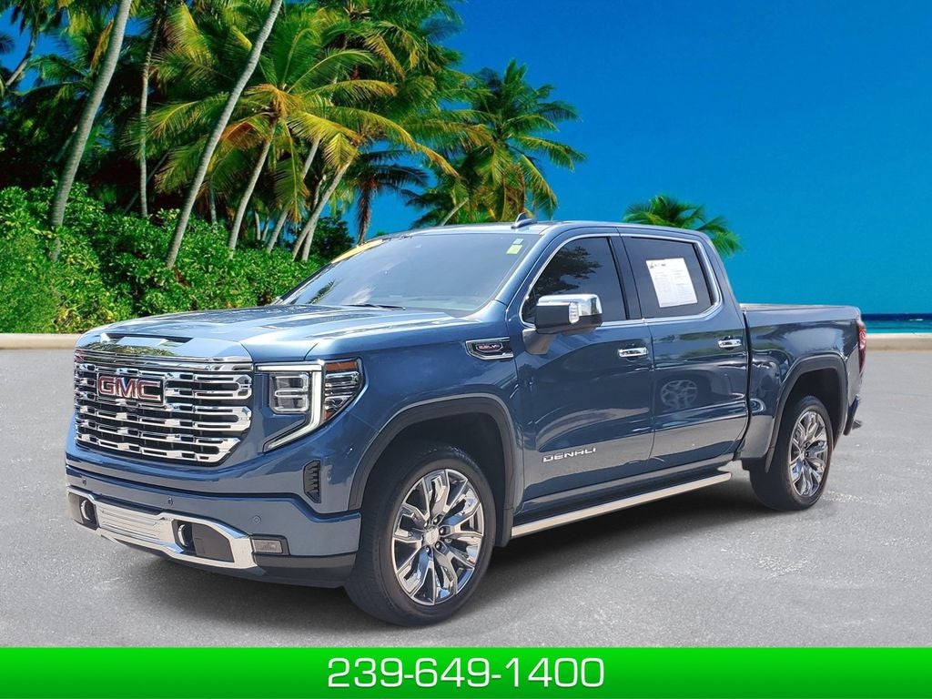 2025 GMC Sierra 1500 Denali in Downpour Metallic — front three-quarter view