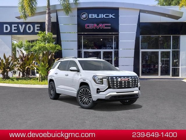 2026 GMC Terrain Denali in Summit White — front three-quarter view
