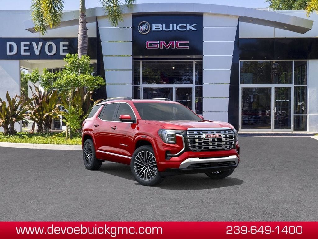 2026 GMC Terrain Denali in Volcanic Red Tintcoat — front three-quarter view