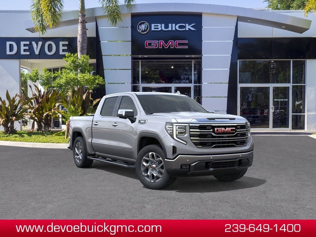 2026 GMC Sierra 1500 SLT in Sterling Metallic — front three-quarter view