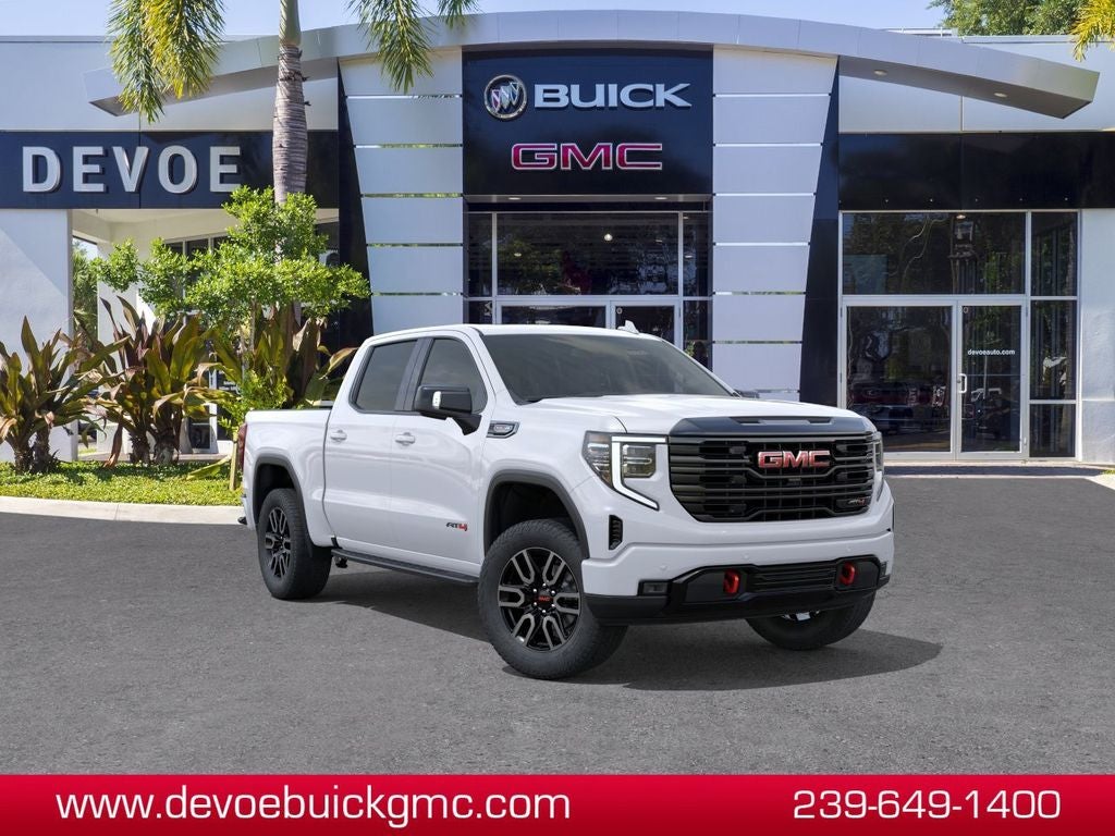 2026 GMC Sierra 1500 AT4 in Summit White — front three-quarter view