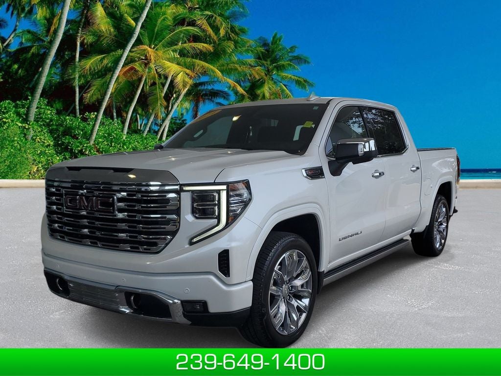 2024 GMC Sierra 1500 Denali in White Frost Tricoat — front three-quarter view