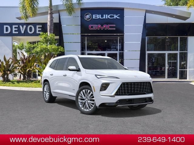 2026 Buick Enclave Avenir in Iridescent White Tricoat — front three-quarter view