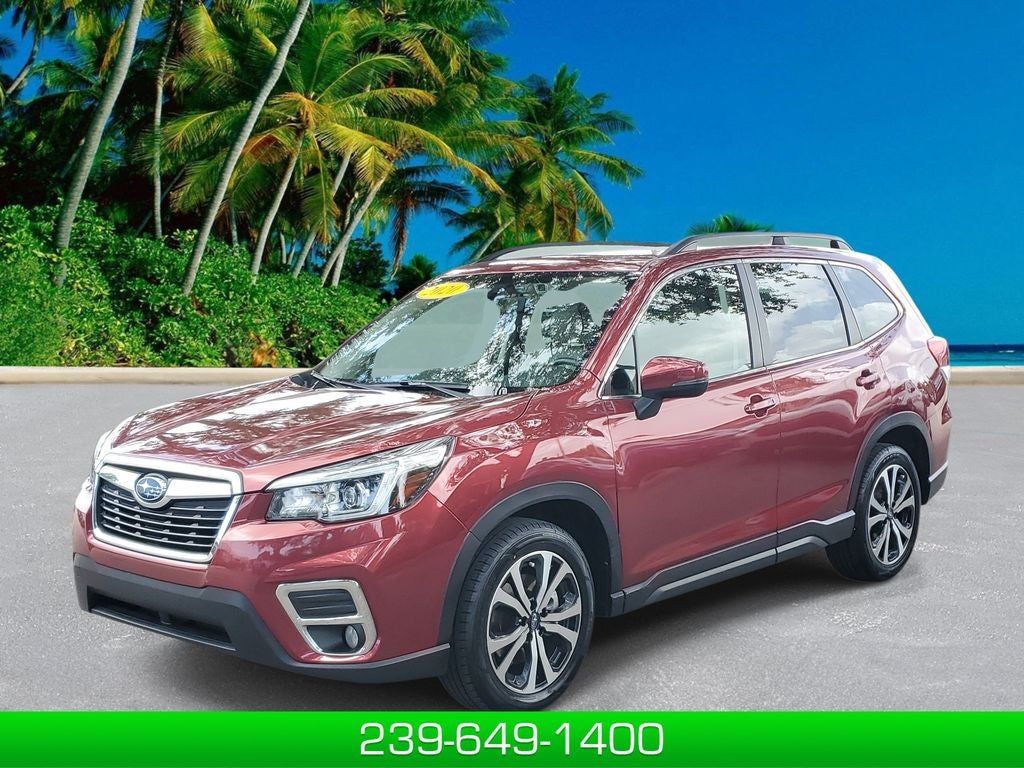 2020 Subaru Forester Limited in Red — front three-quarter view