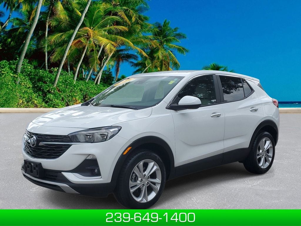 2023 Buick Encore GX Preferred in Summit White — front three-quarter view